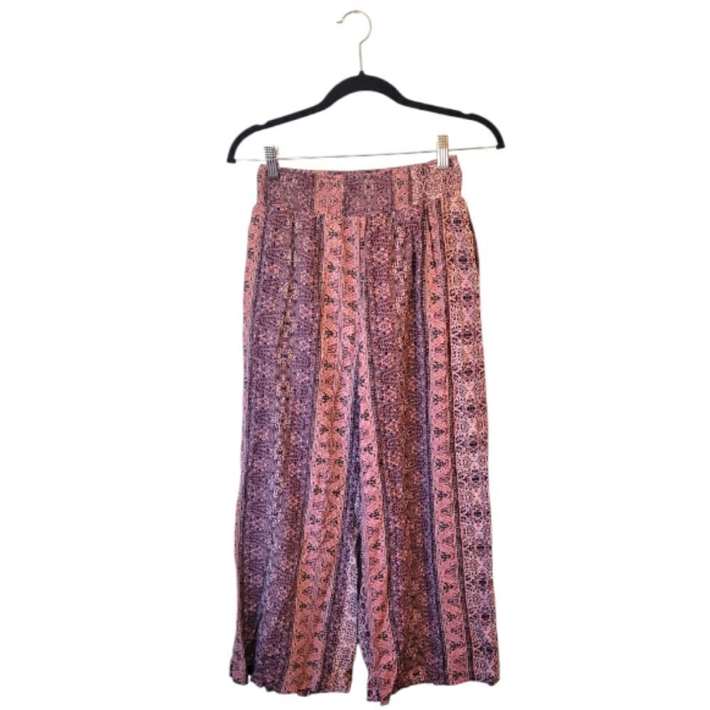 Entro Pink Paisley Boho Cropped Pants Size S